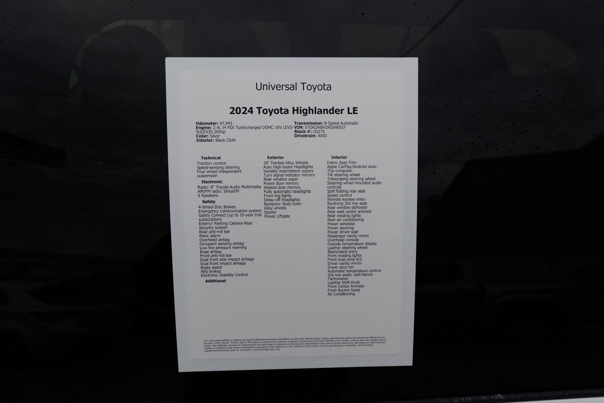 2024 Toyota HIGHLANDER LE