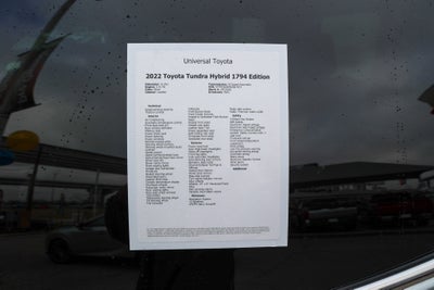 2022 Toyota TUNDRA HV 4X4 1794 Edition Hybrid