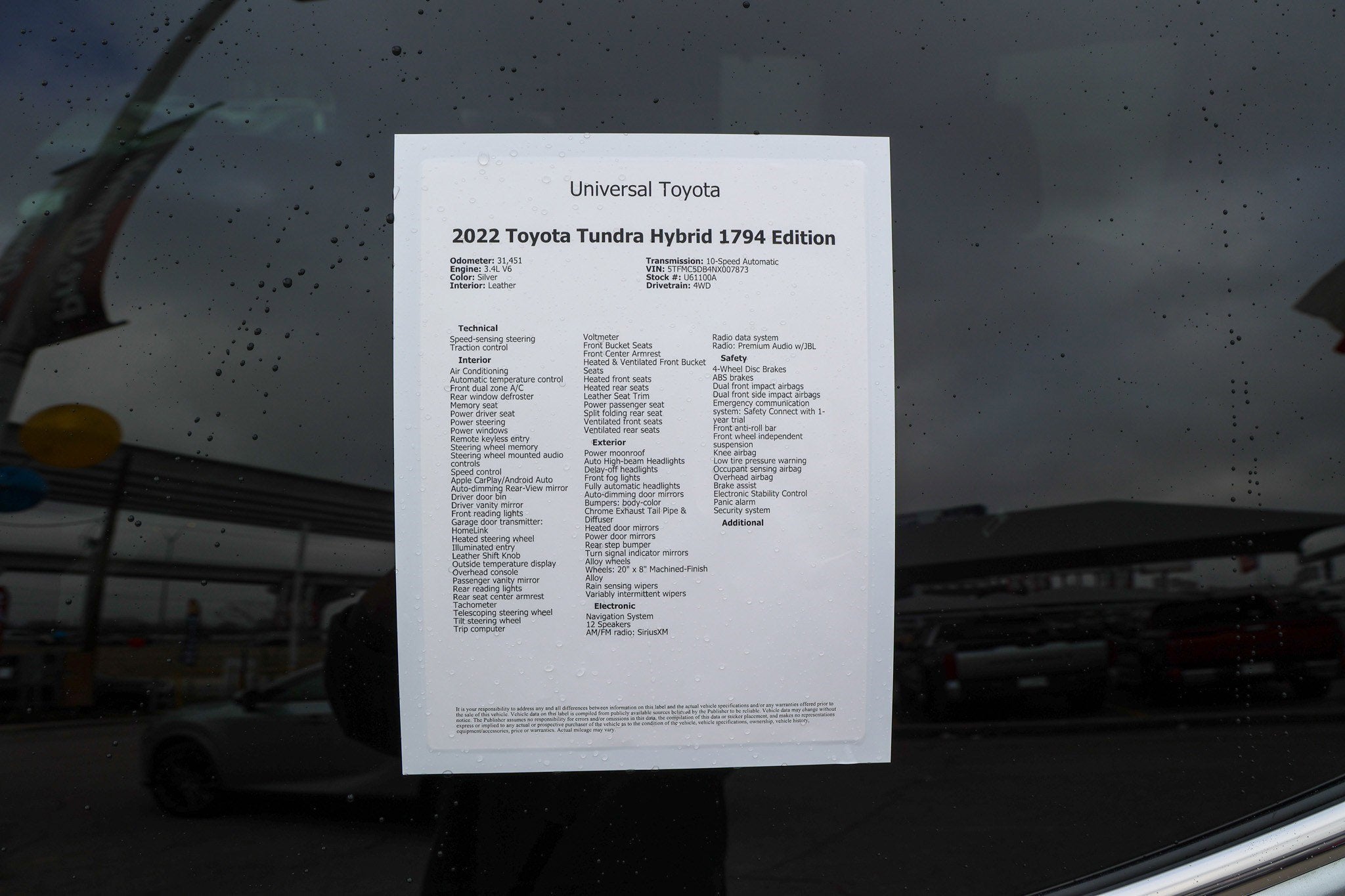 2022 Toyota TUNDRA HV 4X4 1794 Edition Hybrid