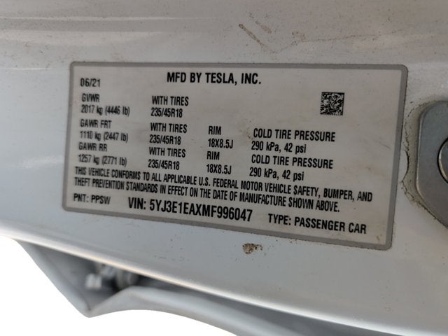 2021 Tesla Model 3 Standard Range Plus