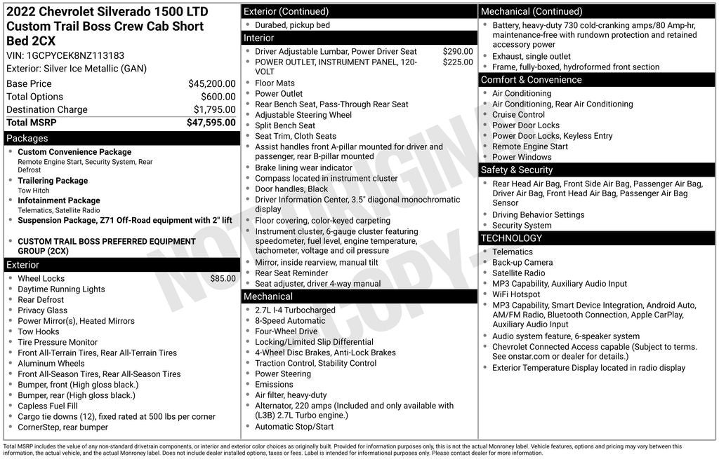 2022 Chevrolet Silverado 1500 LTD Custom Trail Boss