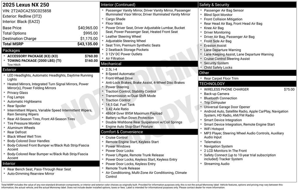 2025 Lexus NX 250 Base