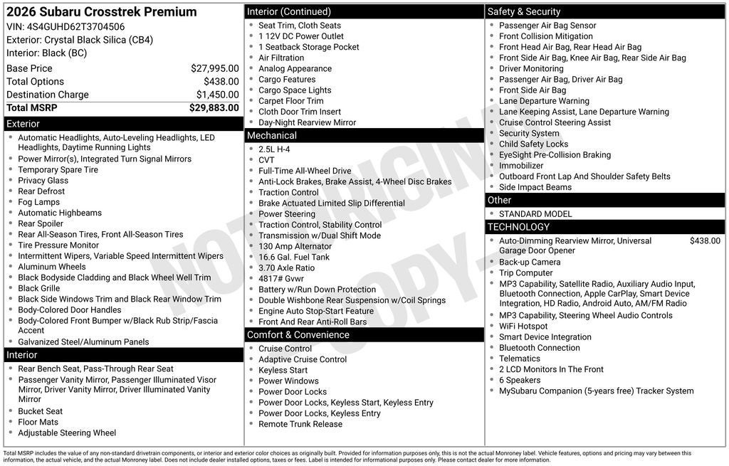 2026 Subaru Crosstrek Premium