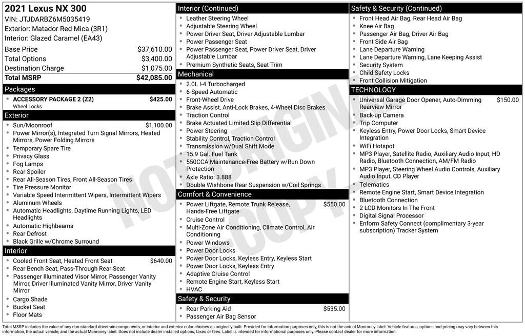 2021 Lexus NX 300 Base