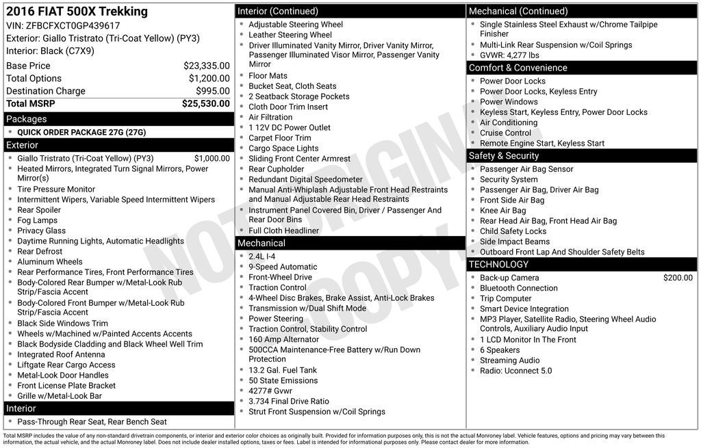 2016 FIAT 500X Trekking