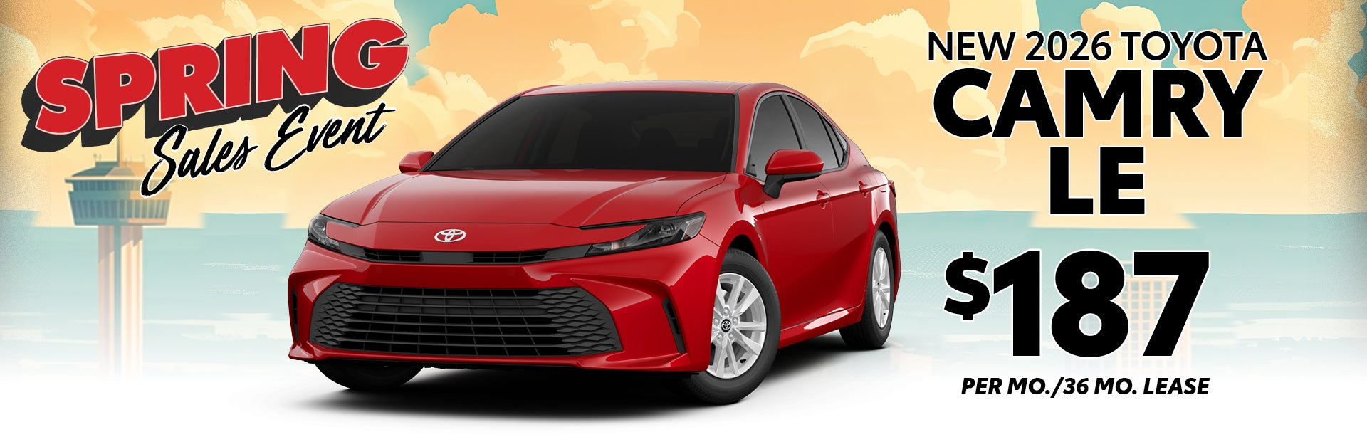 2026 Camry LE – Lease for $187 per month for 36 months!