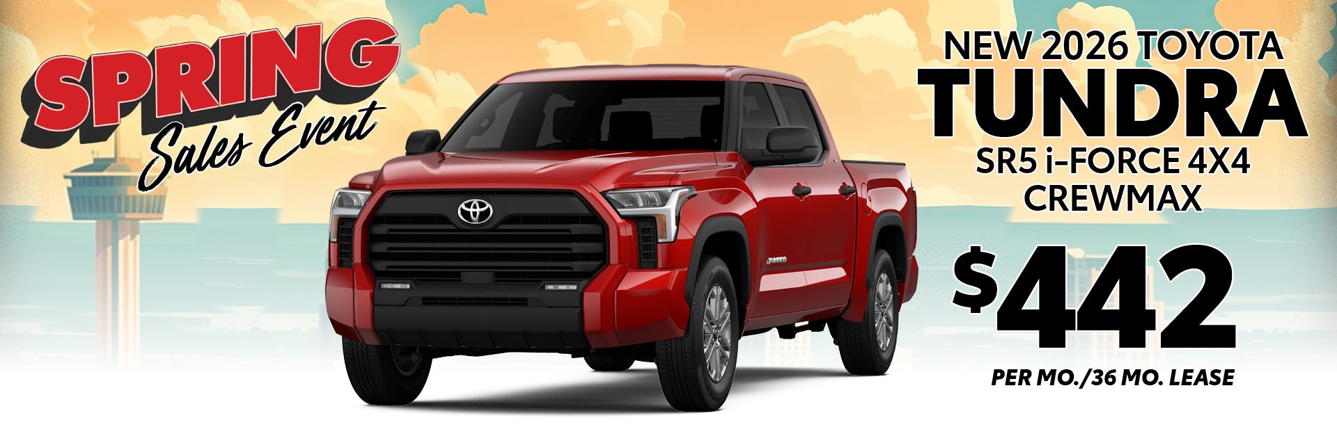 2026 Tundra SR5 i-FORCE 4x4 CrewMax – Lease for $442 for