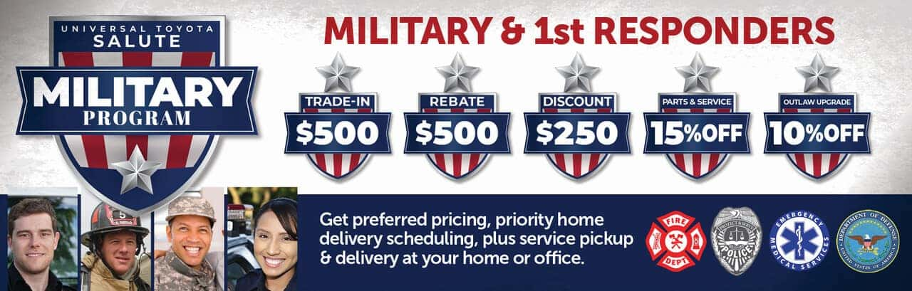 Military and 1st Responders at Universal Toyota in San Antonio TX